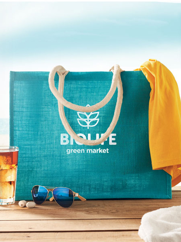 Leichte individualisierbare Strandtasche, ideal für Sommer-Merchandise und Urlaubskampagnen